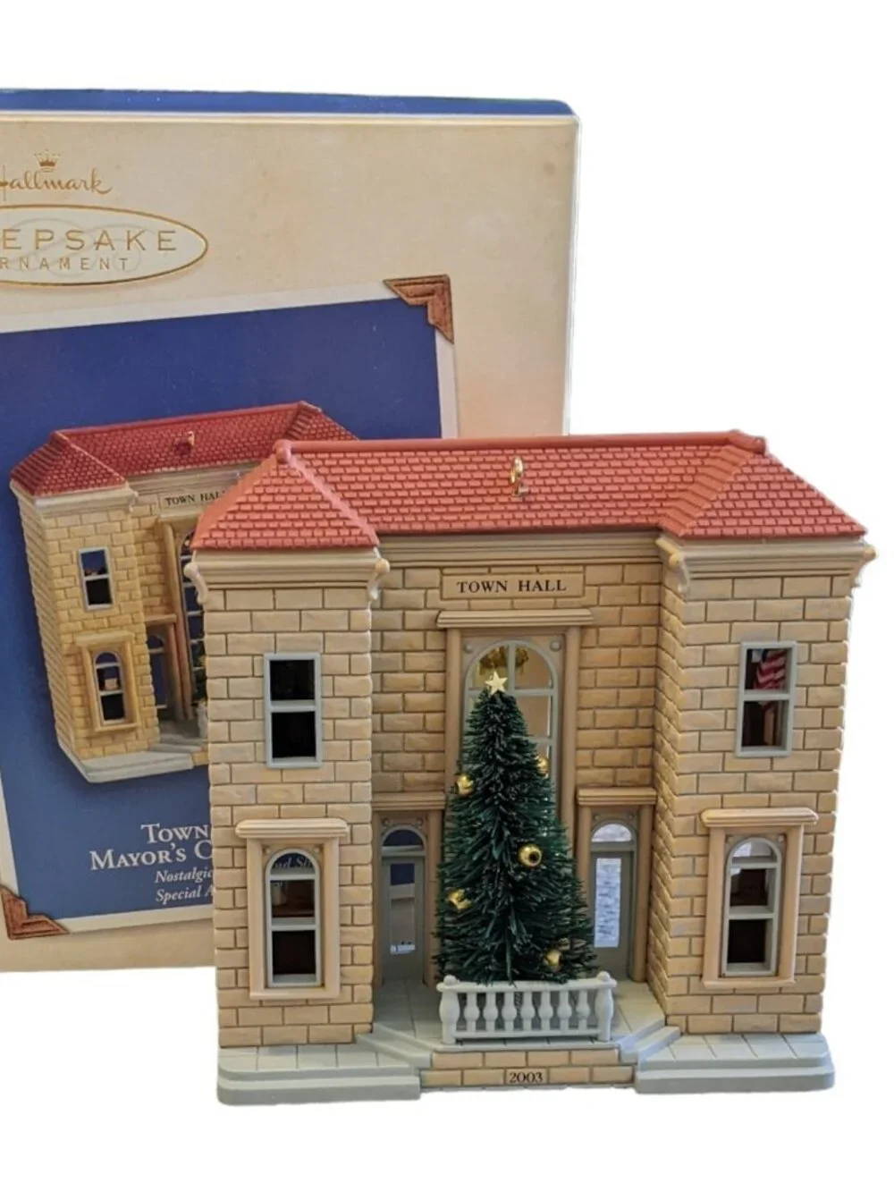 Hallmark Town Hall And Mayor's Christmas Tree Ornament